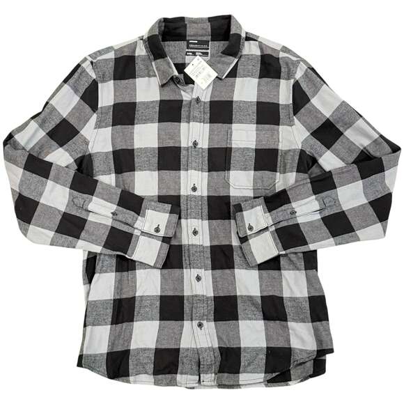 Public Opinion Other - Public Opinion Men's Gray Oil Black Buffalo Plaid Long Sleeve Flannel Shirt XL